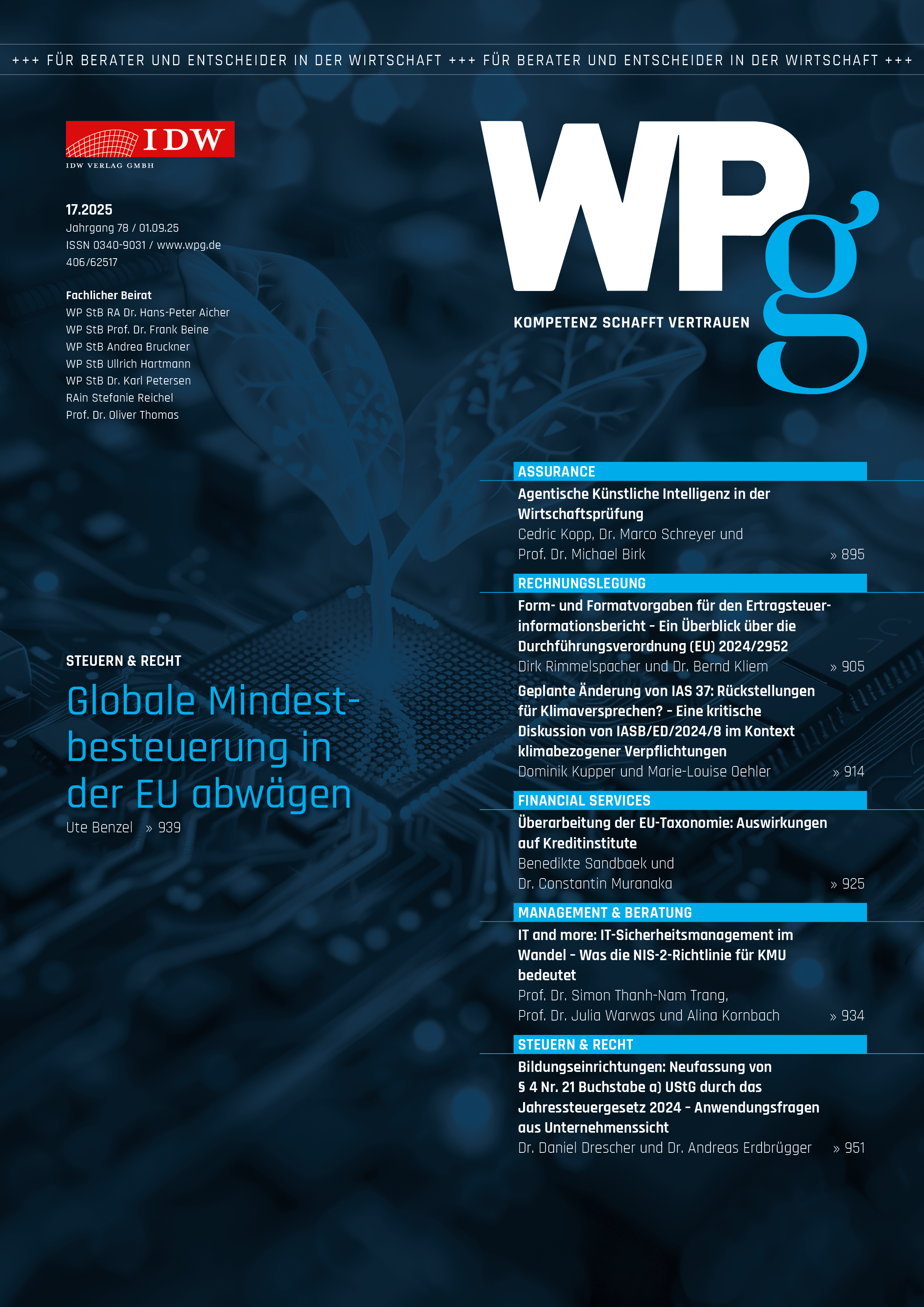 WPg - Die Wirtschaftsprüfung 17/2025     