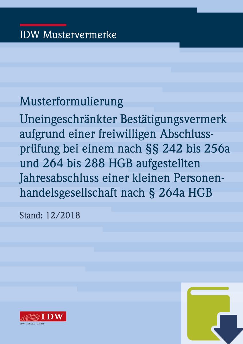 Musterformulierung - Uneingeschränkter Bestätigungsvermerk zu einem Jahresabschluss einer kleinen Personenhandelsgesellschaft