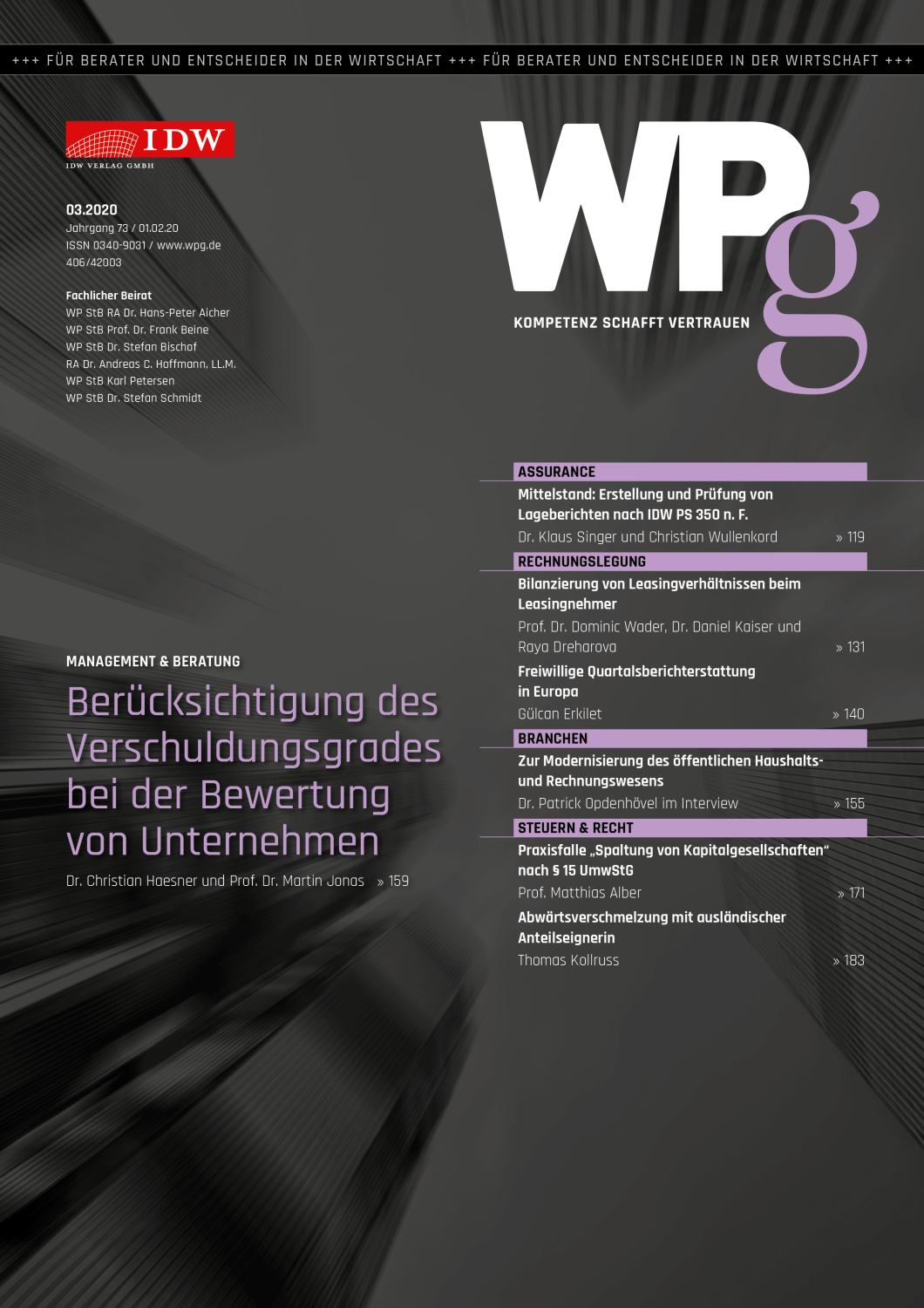 WPg - Die Wirtschaftsprüfung 3/2020