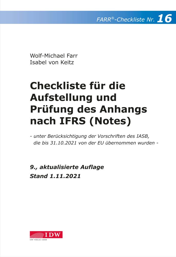 Checkliste 16 für die Aufstellung und Prüfung des Anhangs nach IFRS (Notes)