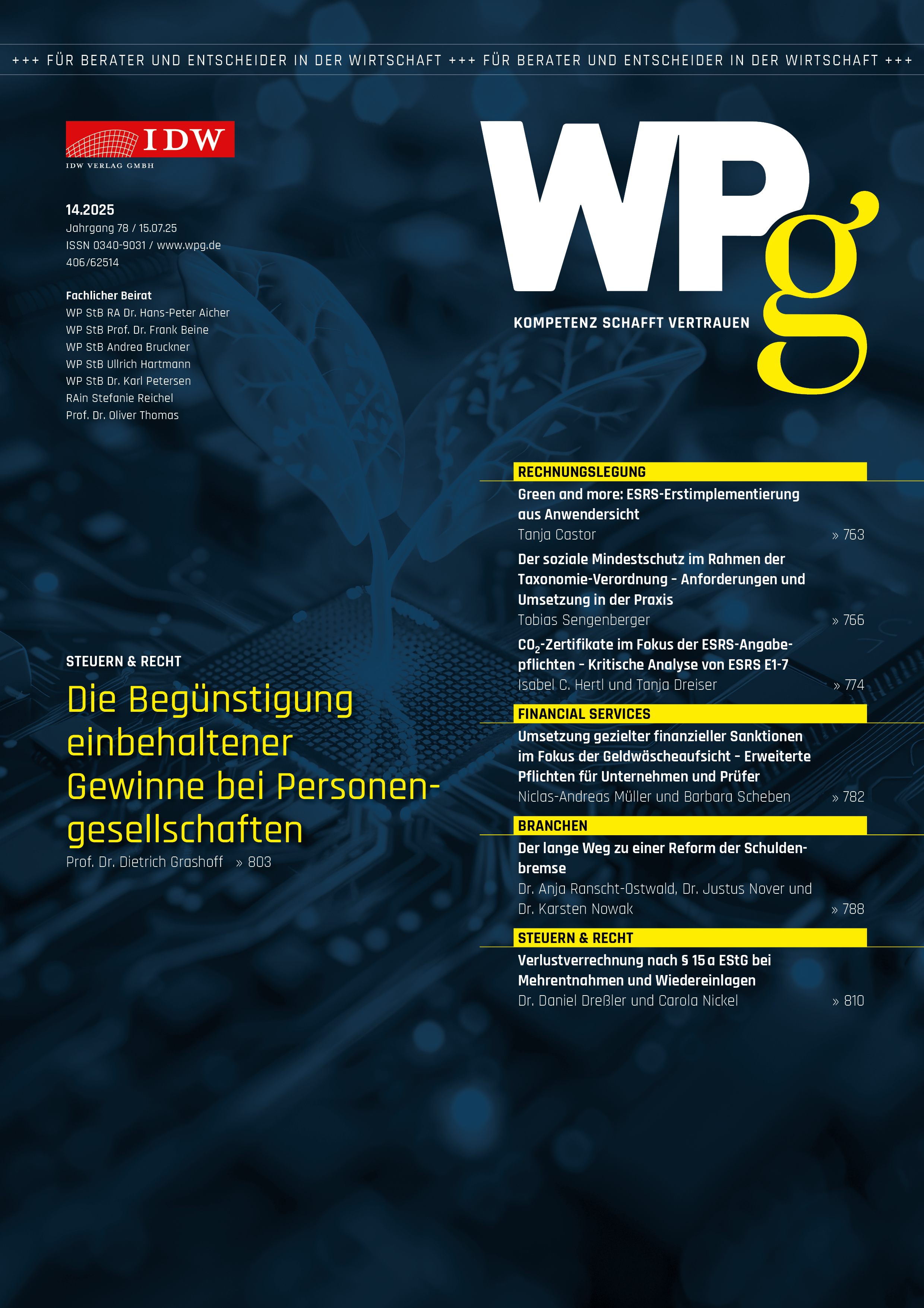 WPg - Die Wirtschaftsprüfung 14/2025     