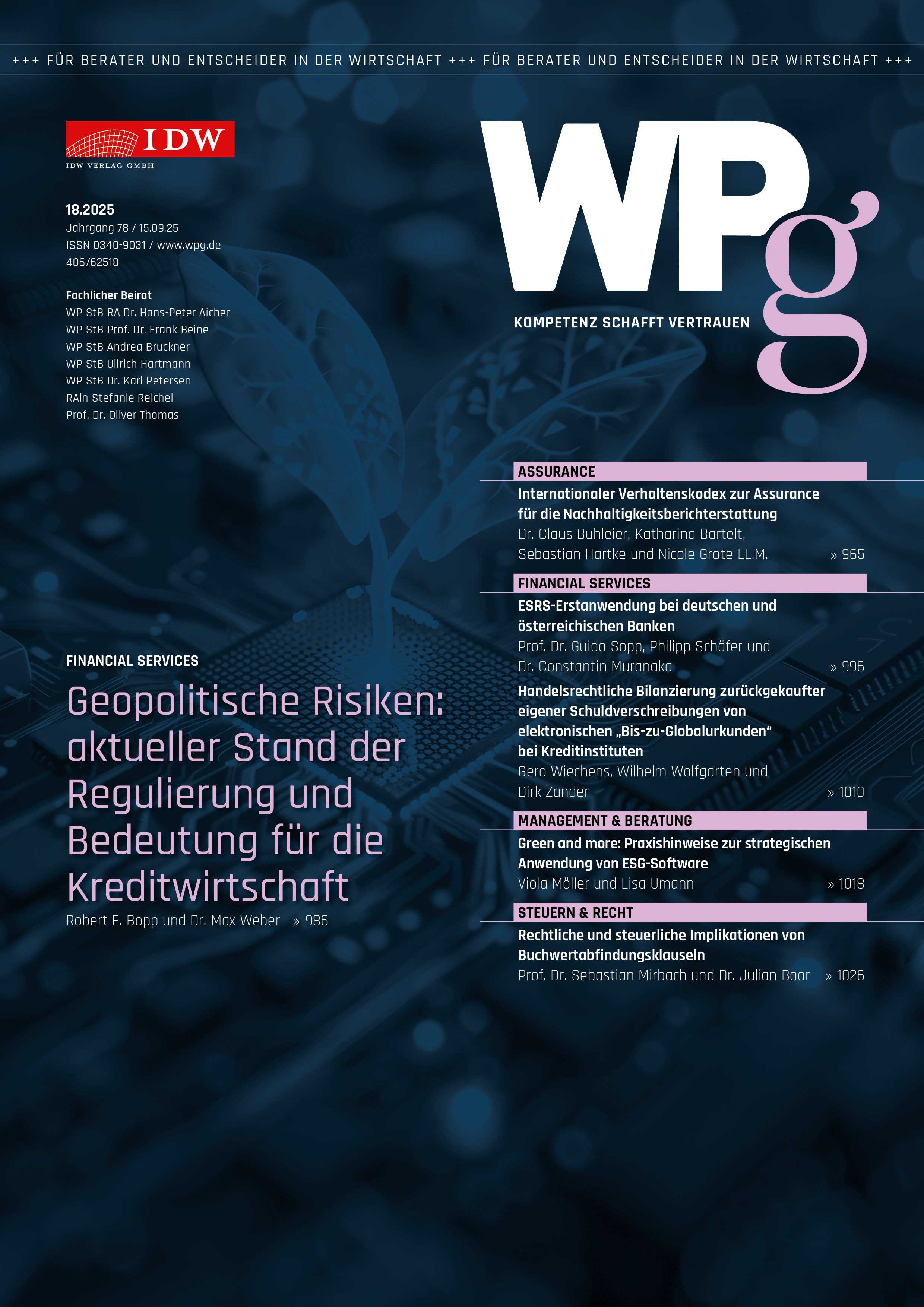 WPg - Die Wirtschaftsprüfung 18/2025     