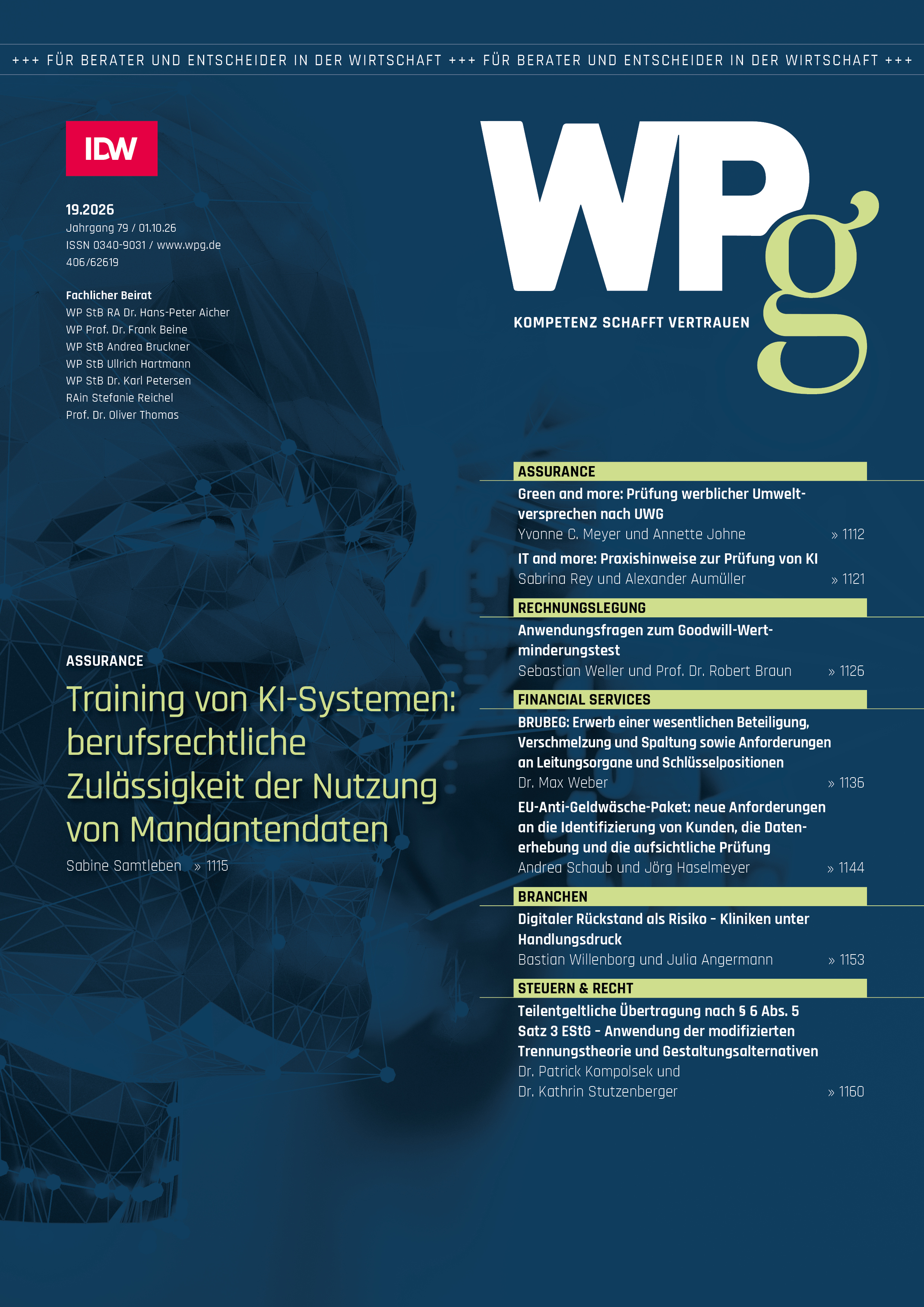 WPg - Die Wirtschaftsprüfung 19/2026