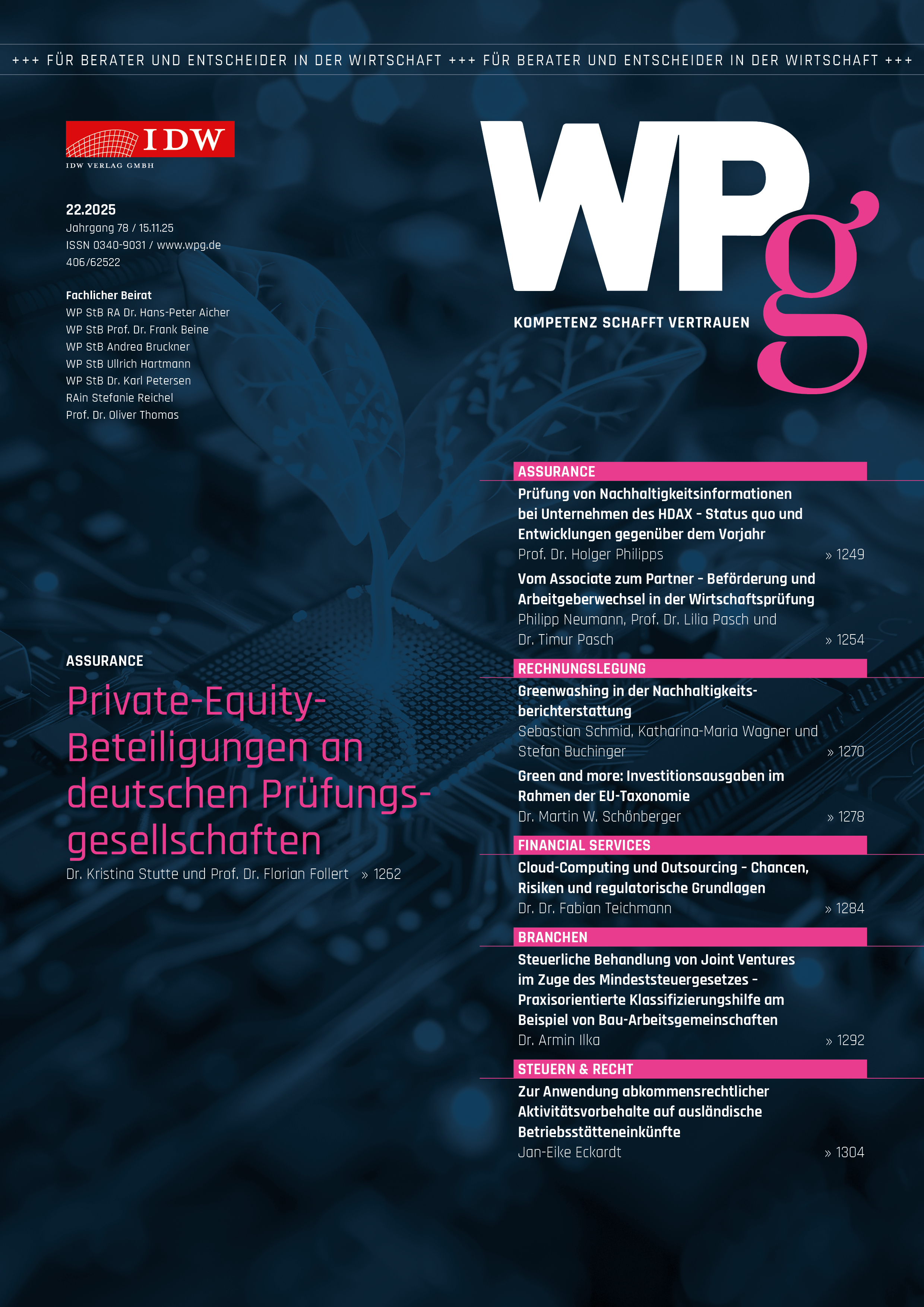 WPg - Die Wirtschaftsprüfung 22/2025       