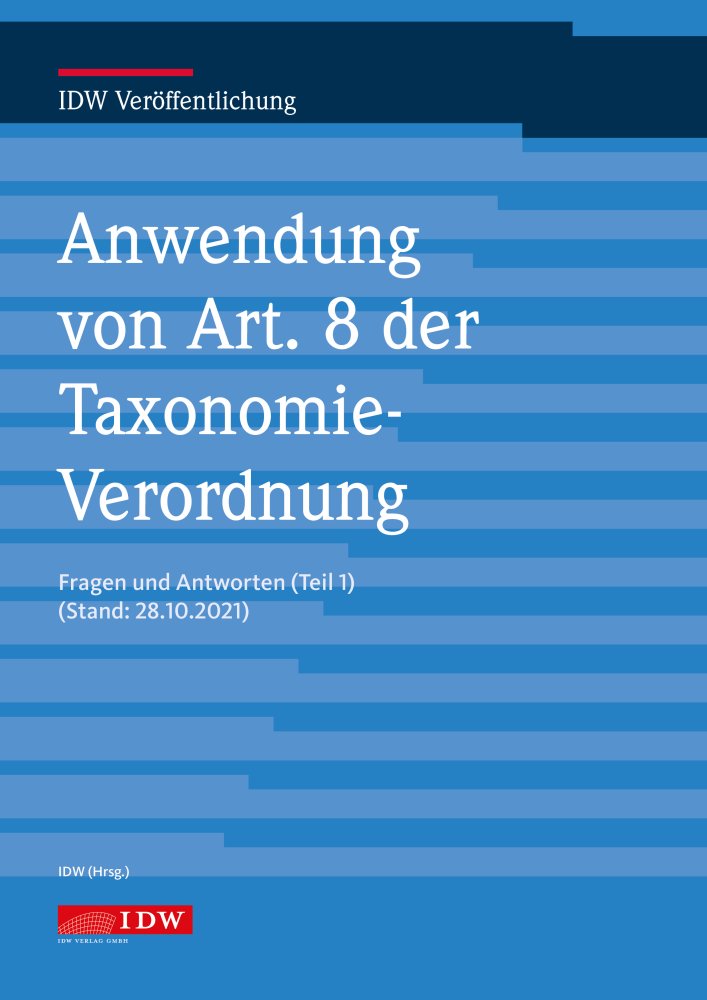 Anwendung von Art. 8 der Taxonomie-Verordnung Anwendung von Art. 8 der Taxonomie-Verordnung