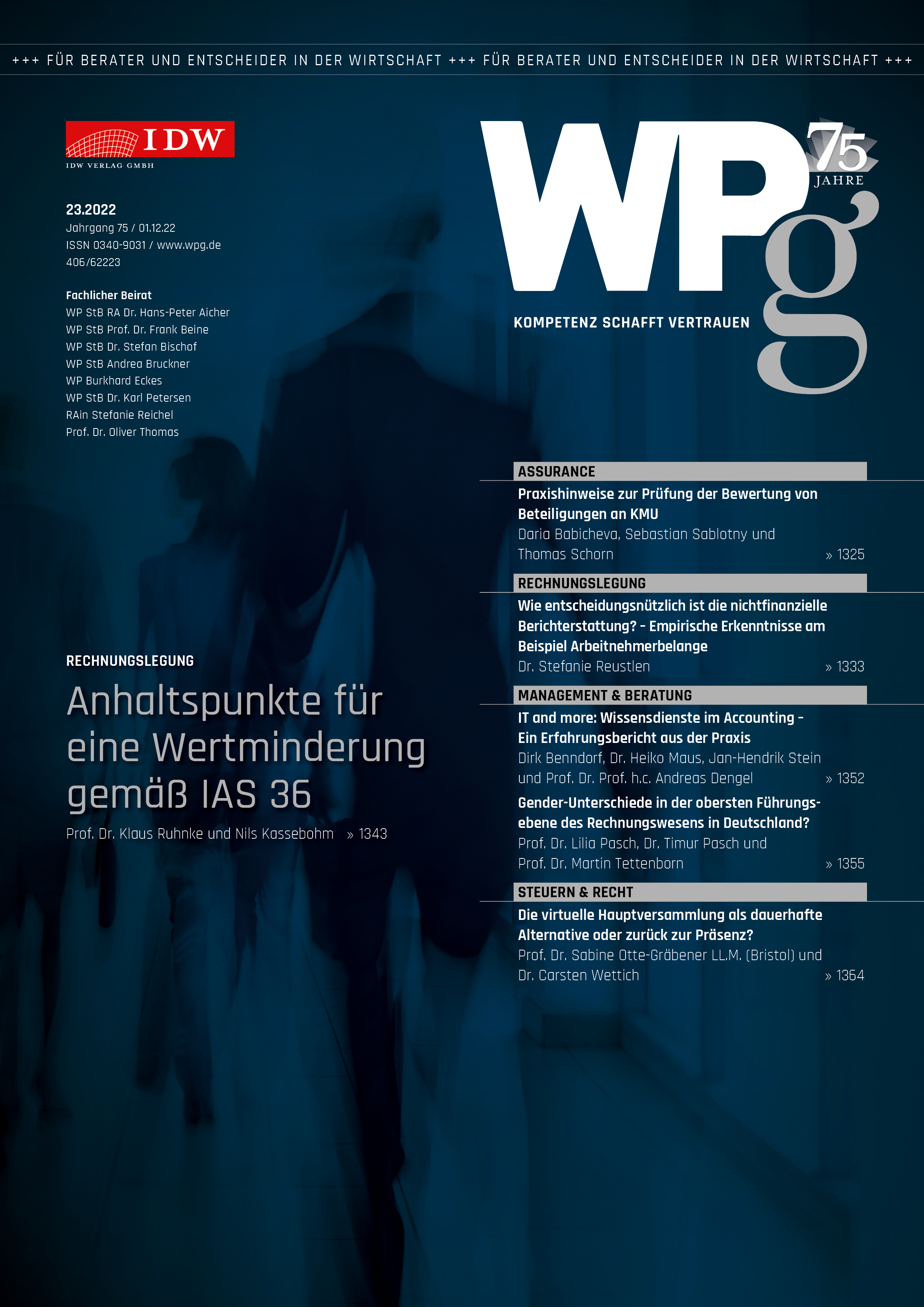 WPg - Die Wirtschaftsprüfung 23/2022 