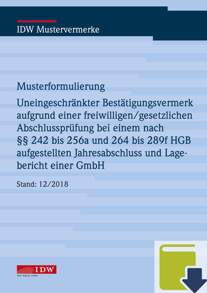 Musterformulierung - Uneingeschränkter Bestätigungsvermerk zu einem nach HGB aufgestellten ...