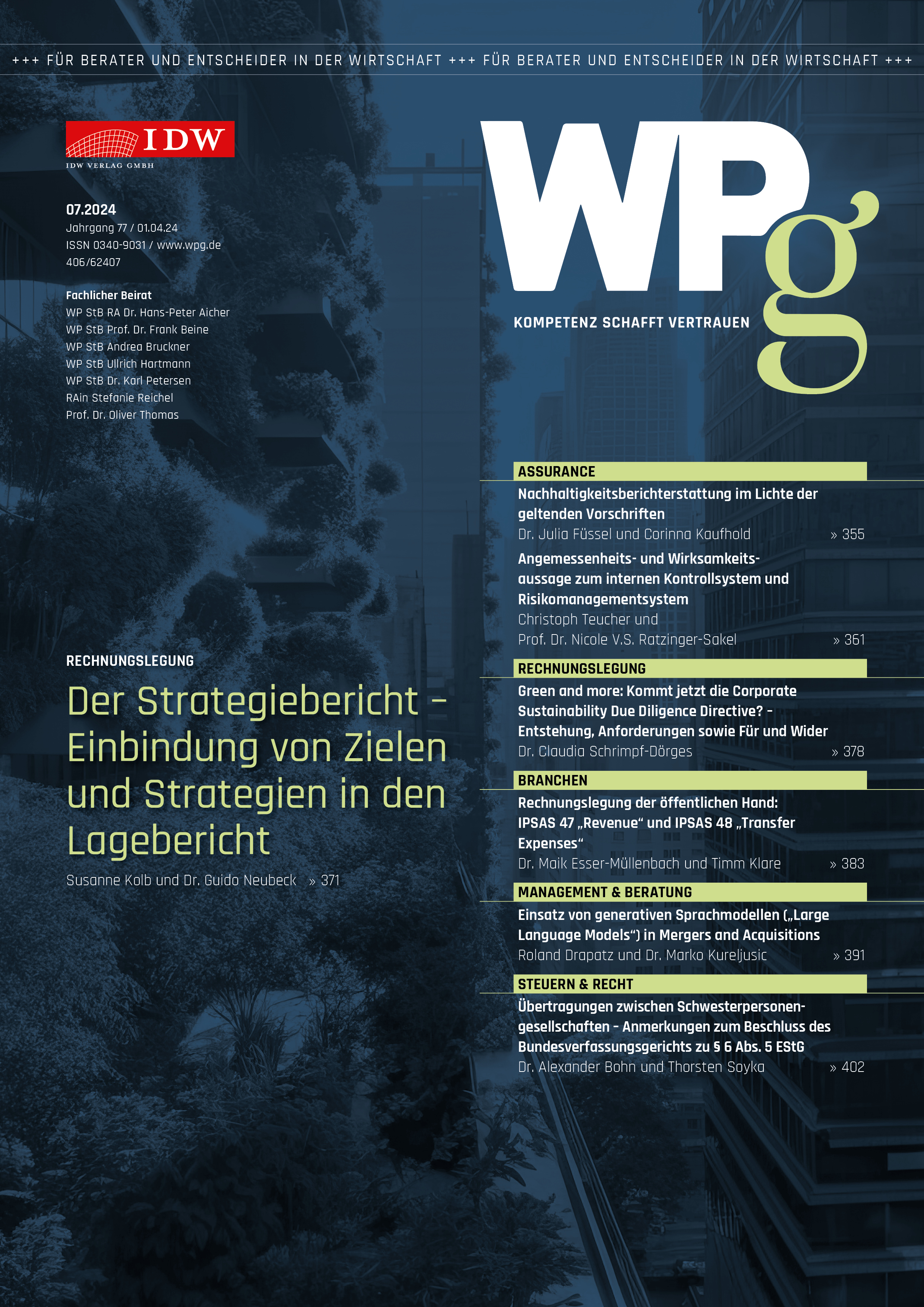 WPg - Die Wirtschaftsprüfung 07/2024   