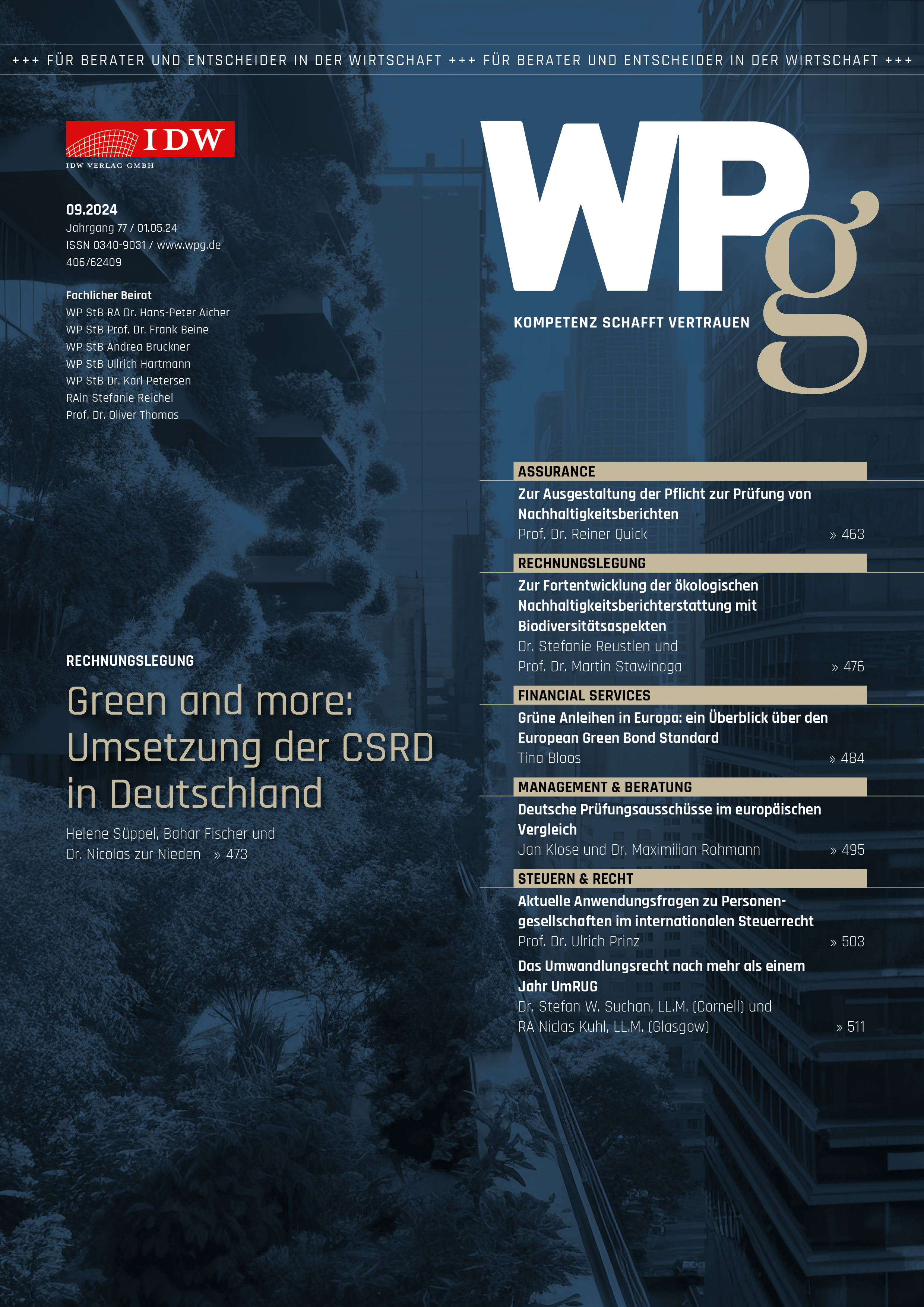 WPg - Die Wirtschaftsprüfung 09/2024    
