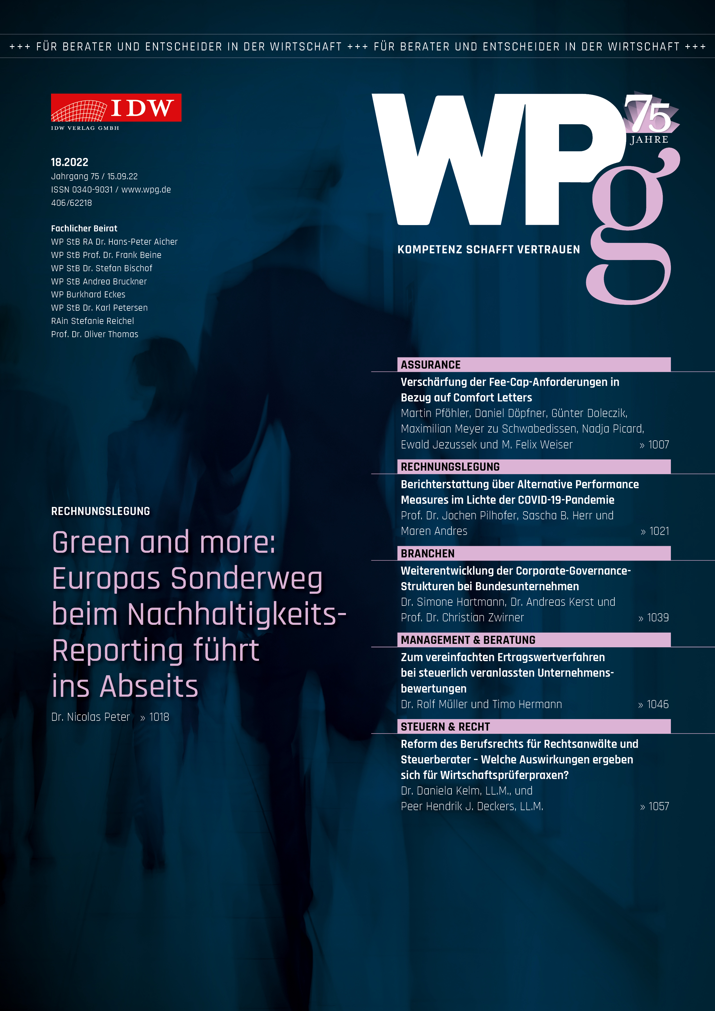 WPg - Die Wirtschaftsprüfung 18/2022