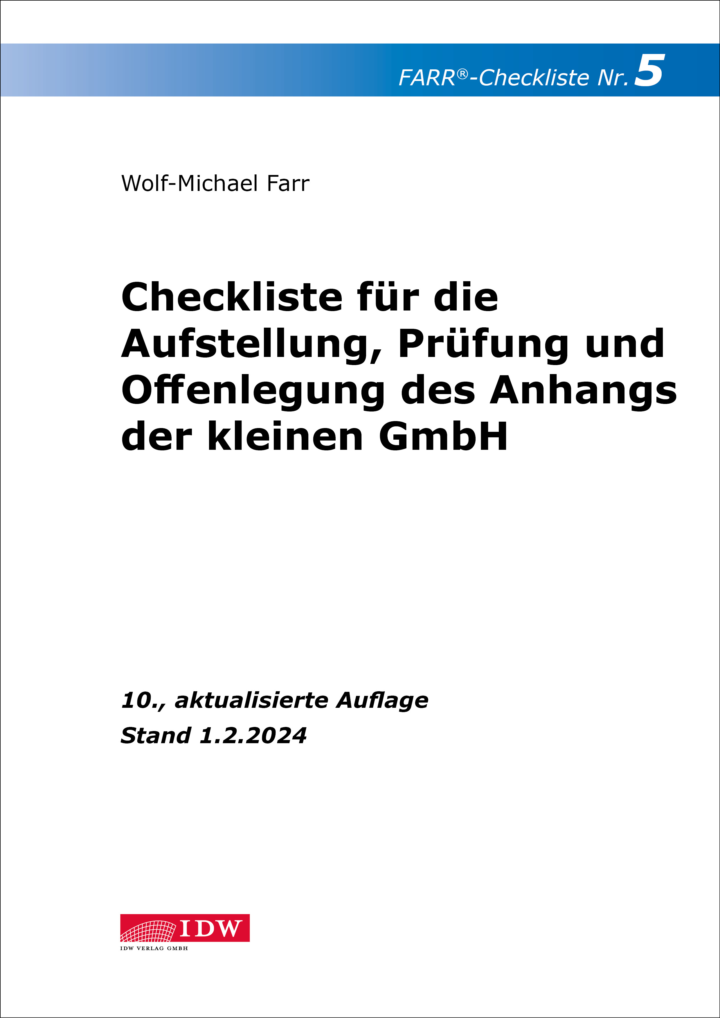 Checkliste 5 für die Aufstellung, Prüfung und Offenlegung des Anhangs der kleinen GmbH 