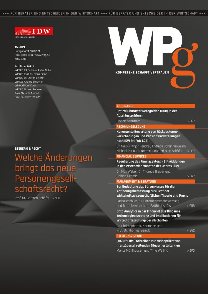 WPg - Die Wirtschaftsprüfung 15/2021