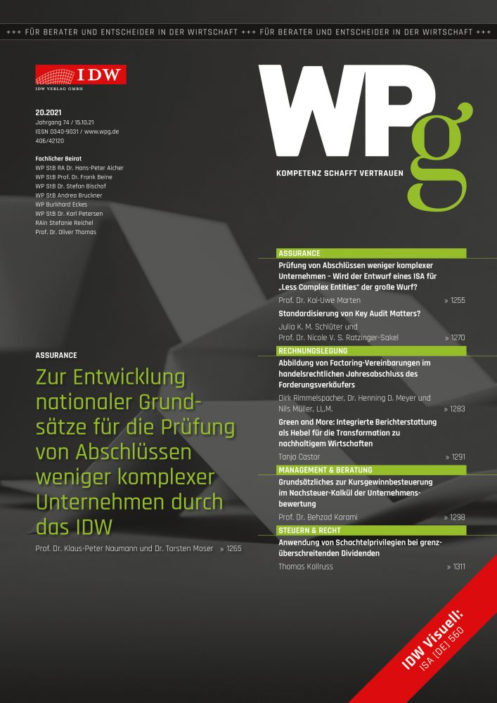 WPg - Die Wirtschaftsprüfung 20/2021