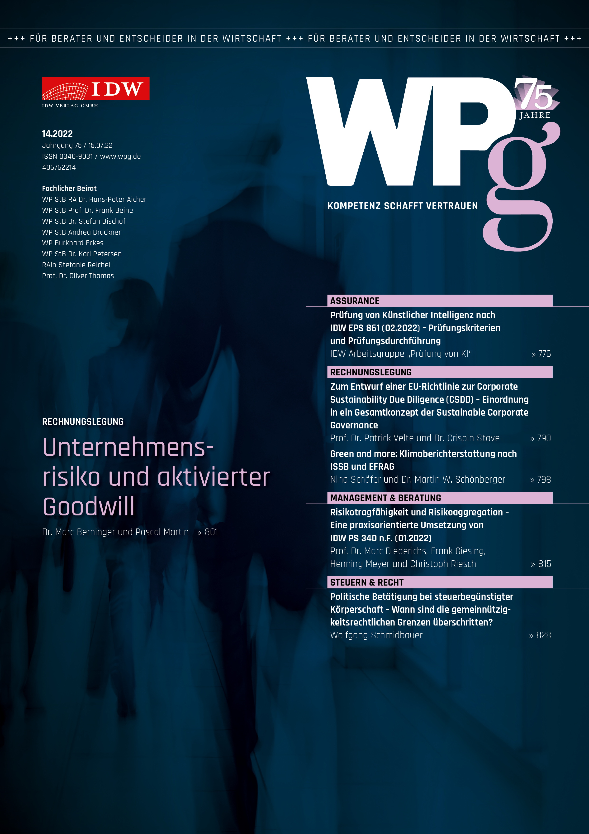 WPg - Die Wirtschaftsprüfung 14/2022  