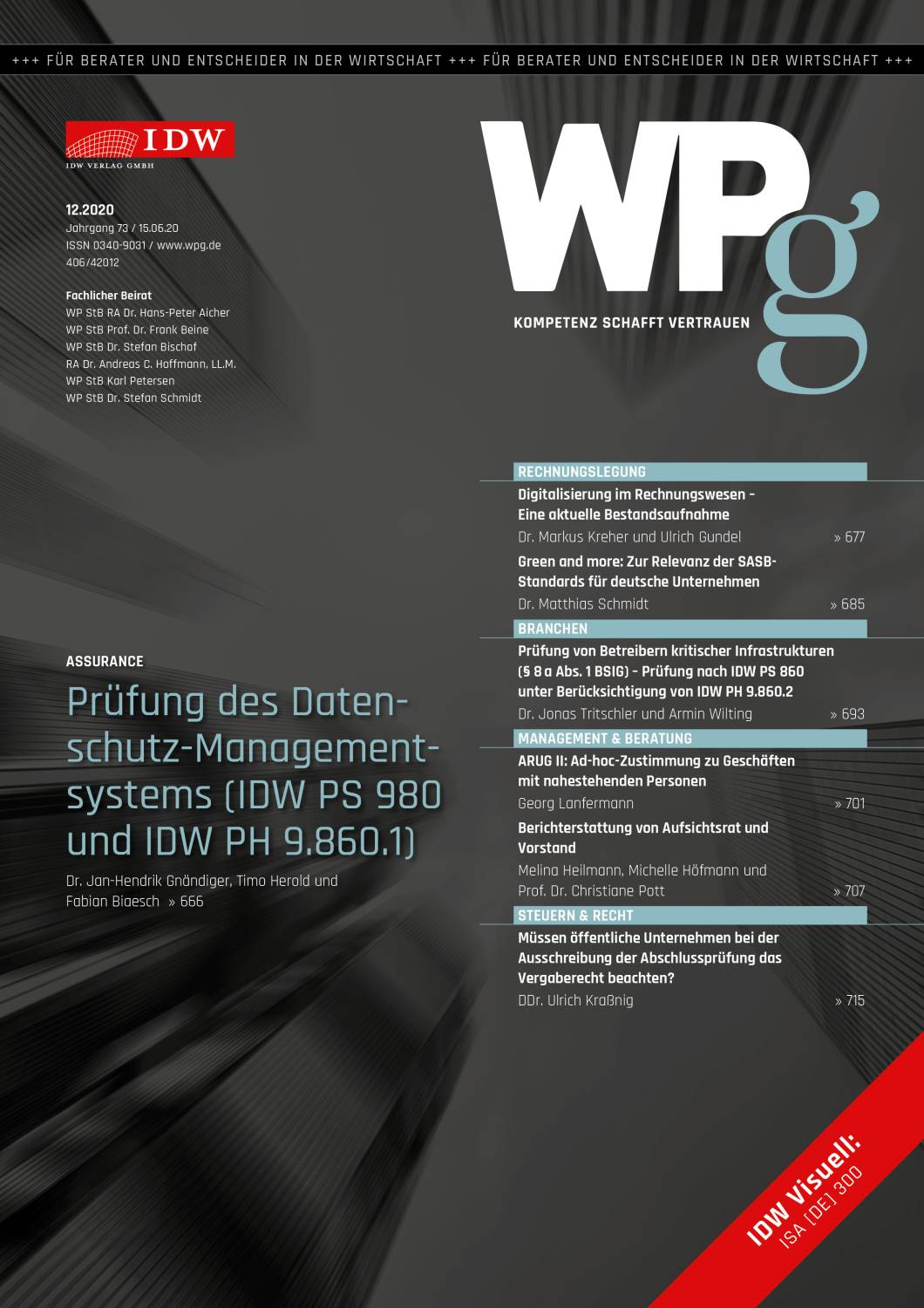 WPg - Die Wirtschaftsprüfung 12/2020