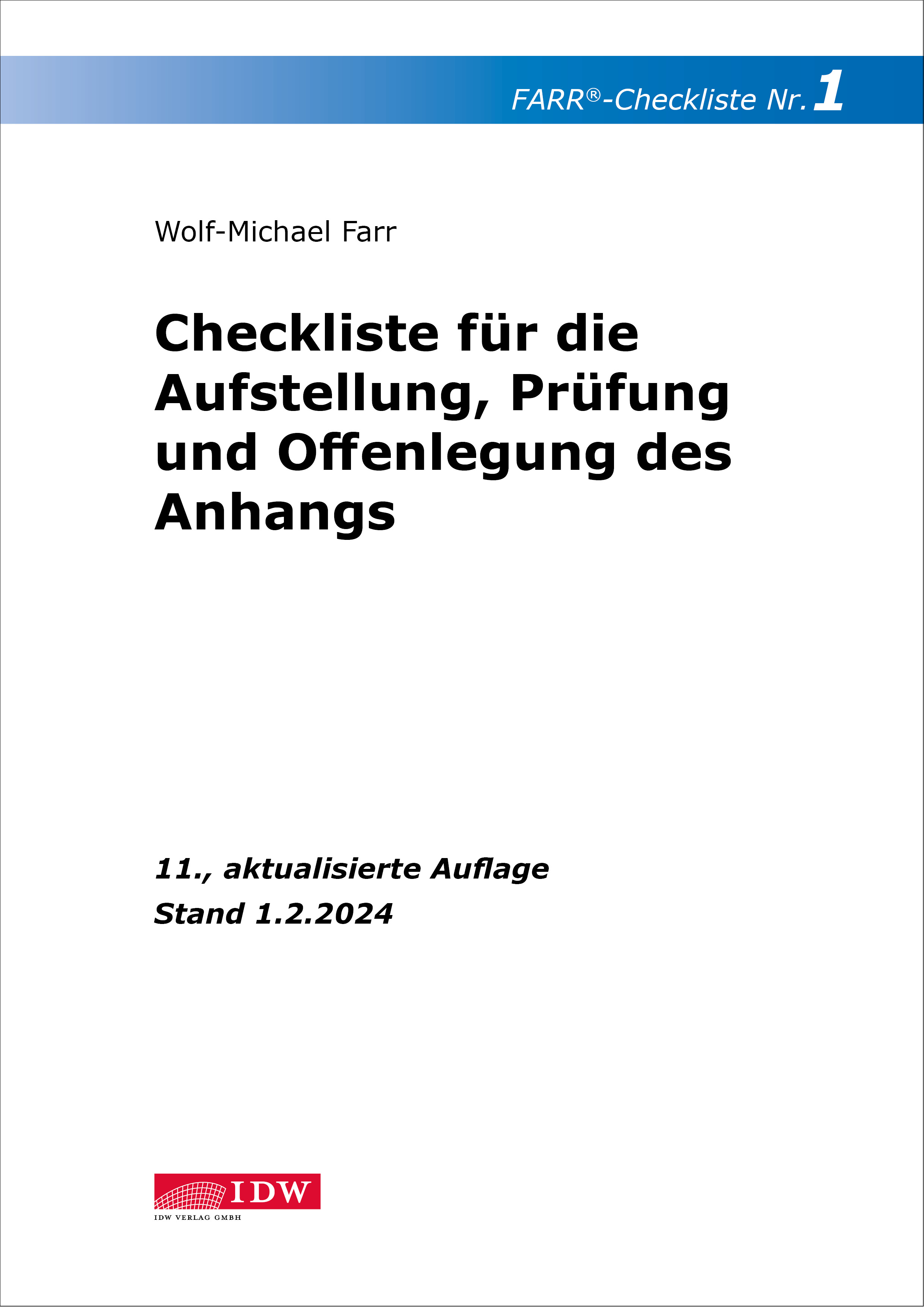 Farr, Checkliste 1 für die Aufstellung, Prüfung und Offenlegung des Anhangs