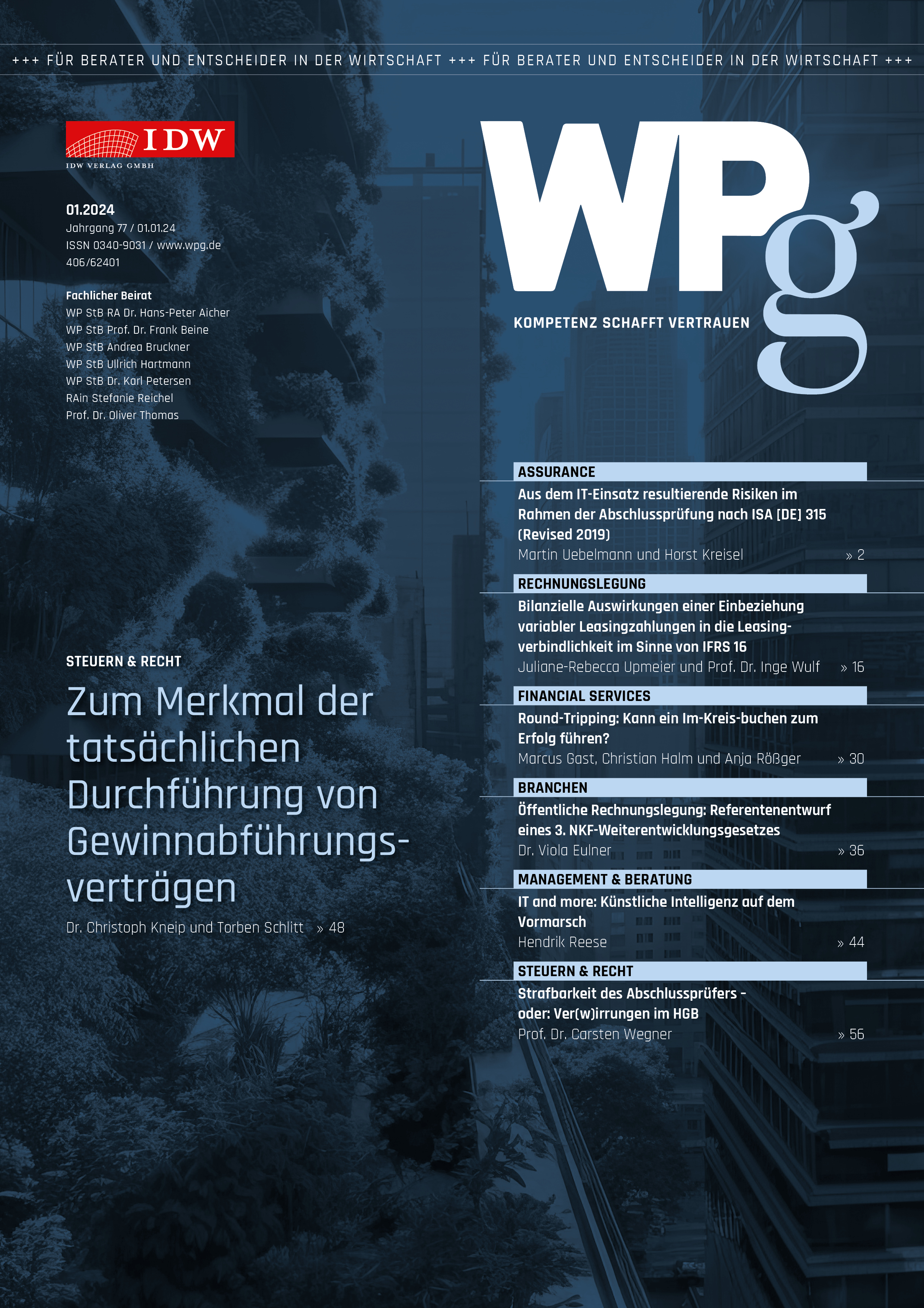 WPg - Die Wirtschaftsprüfung 01/2024