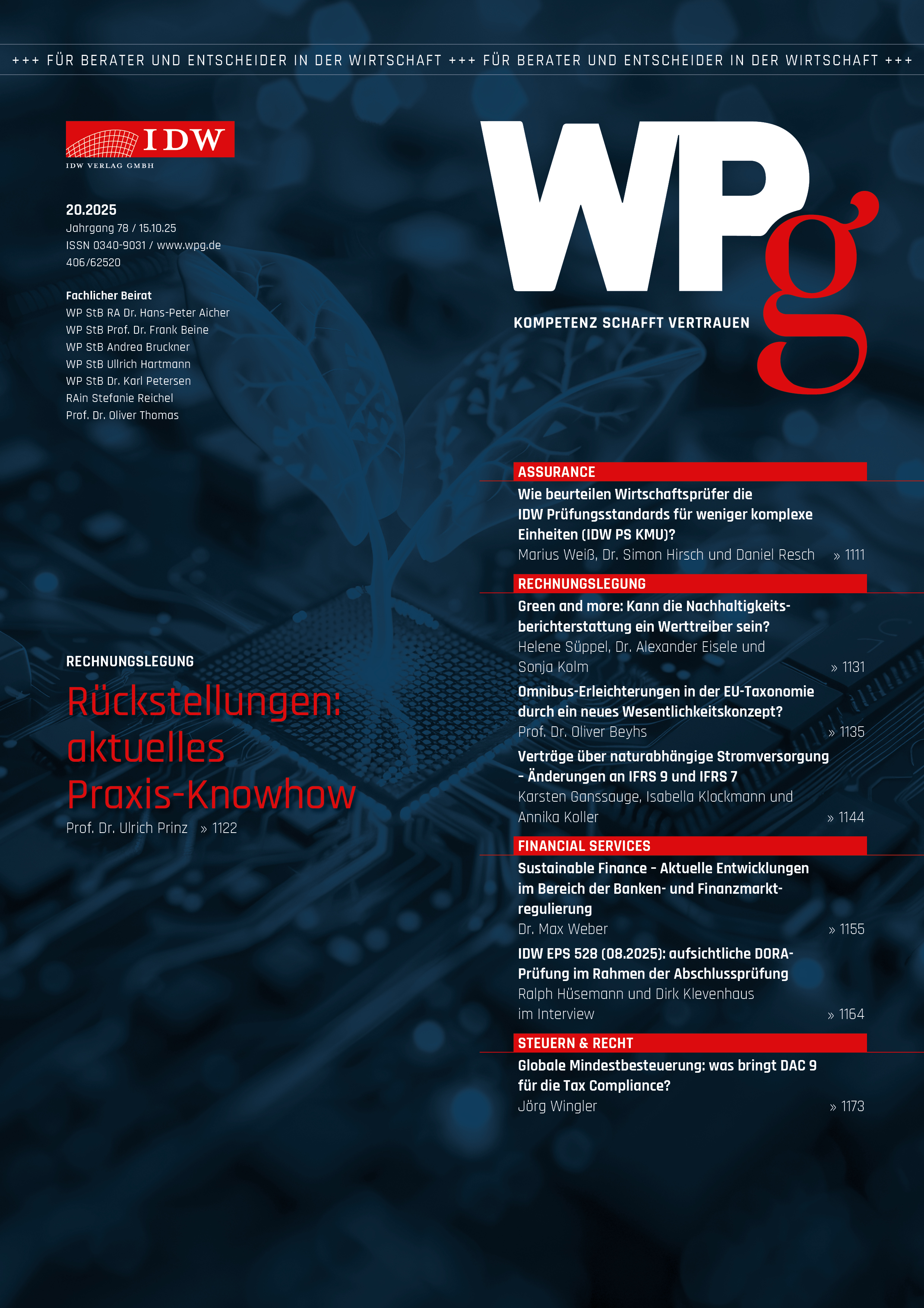 WPg - Die Wirtschaftsprüfung 20/2025     