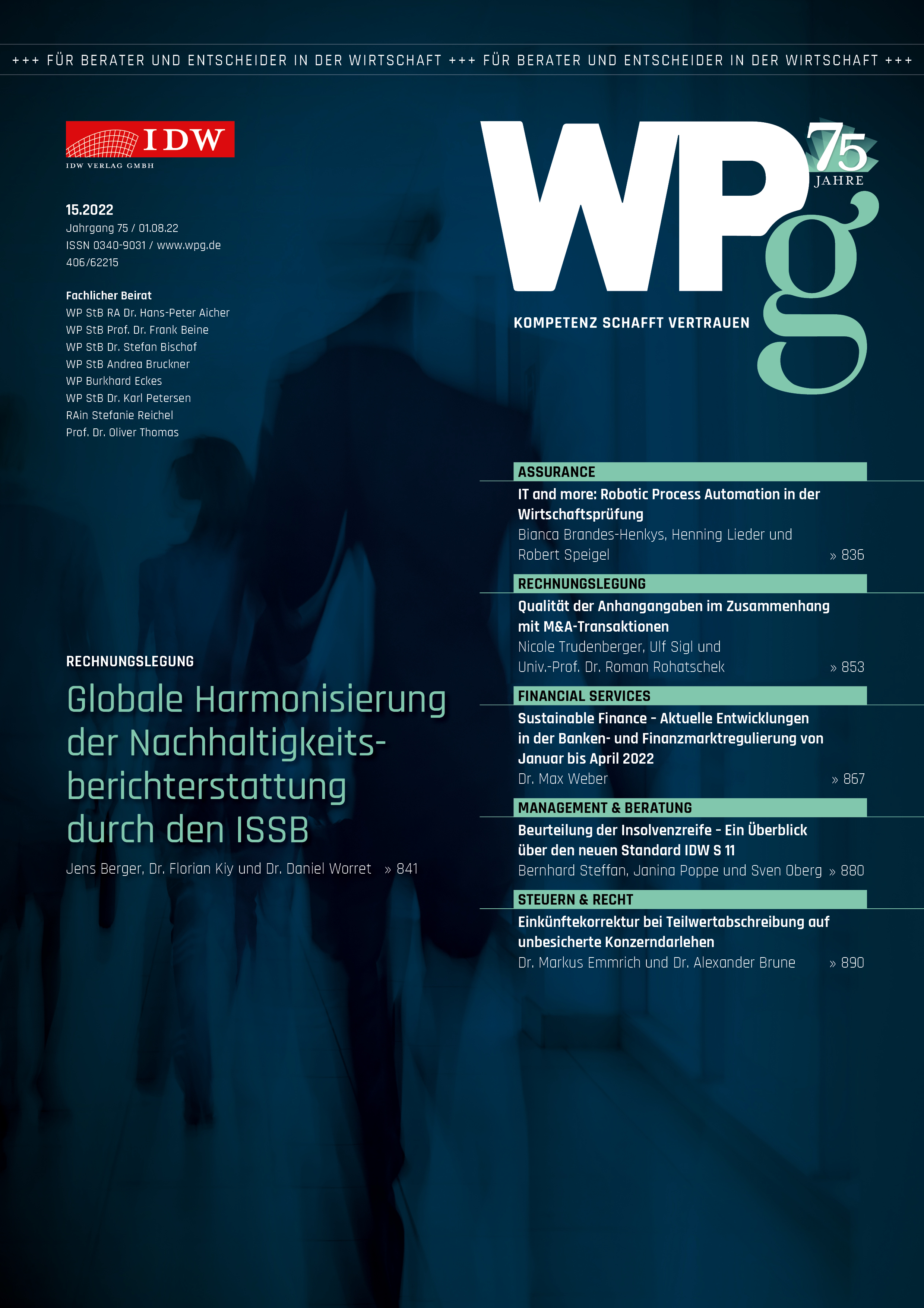 WPg - Die Wirtschaftsprüfung 15/2022   