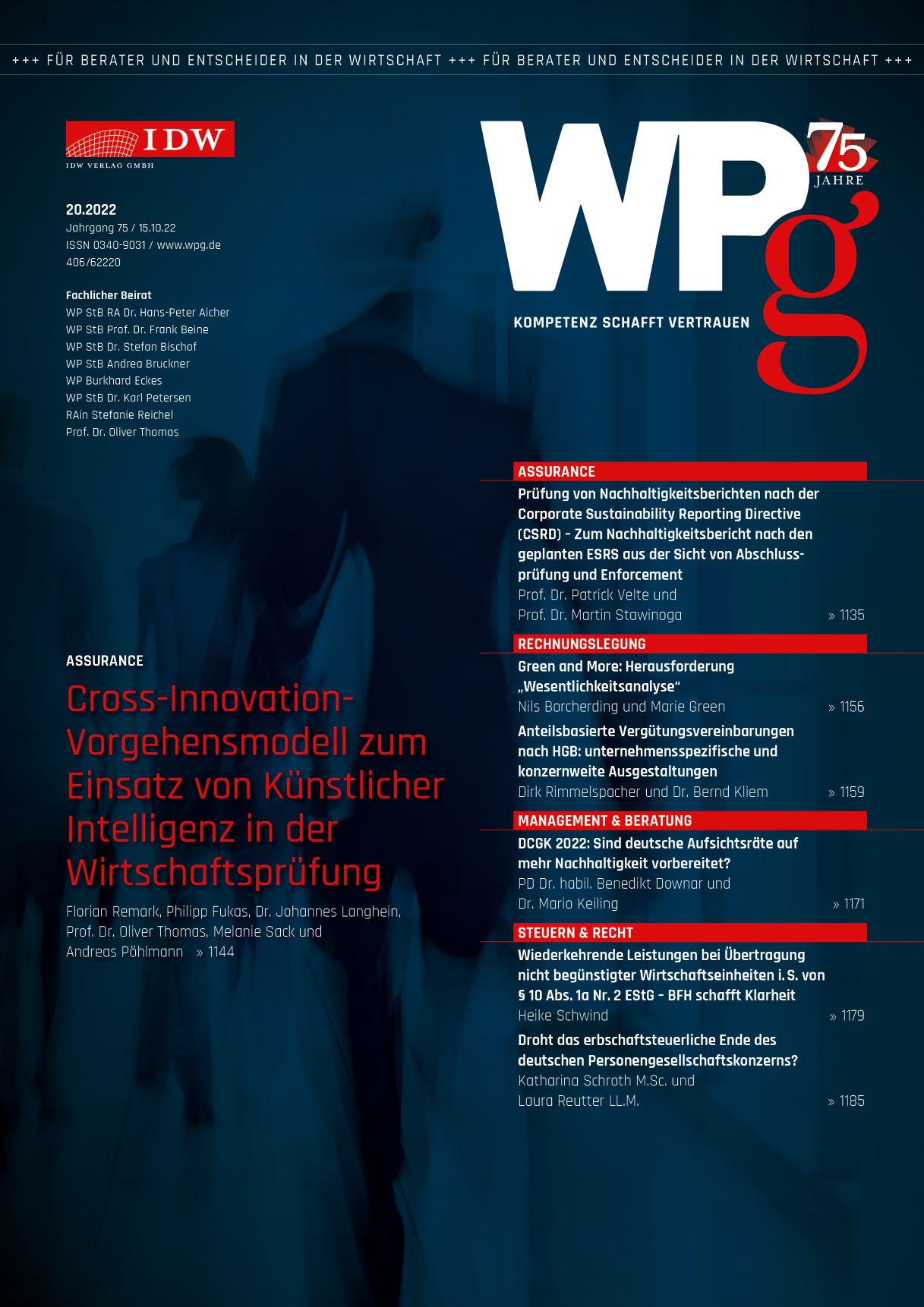 WPg - Die Wirtschaftsprüfung 20/2022