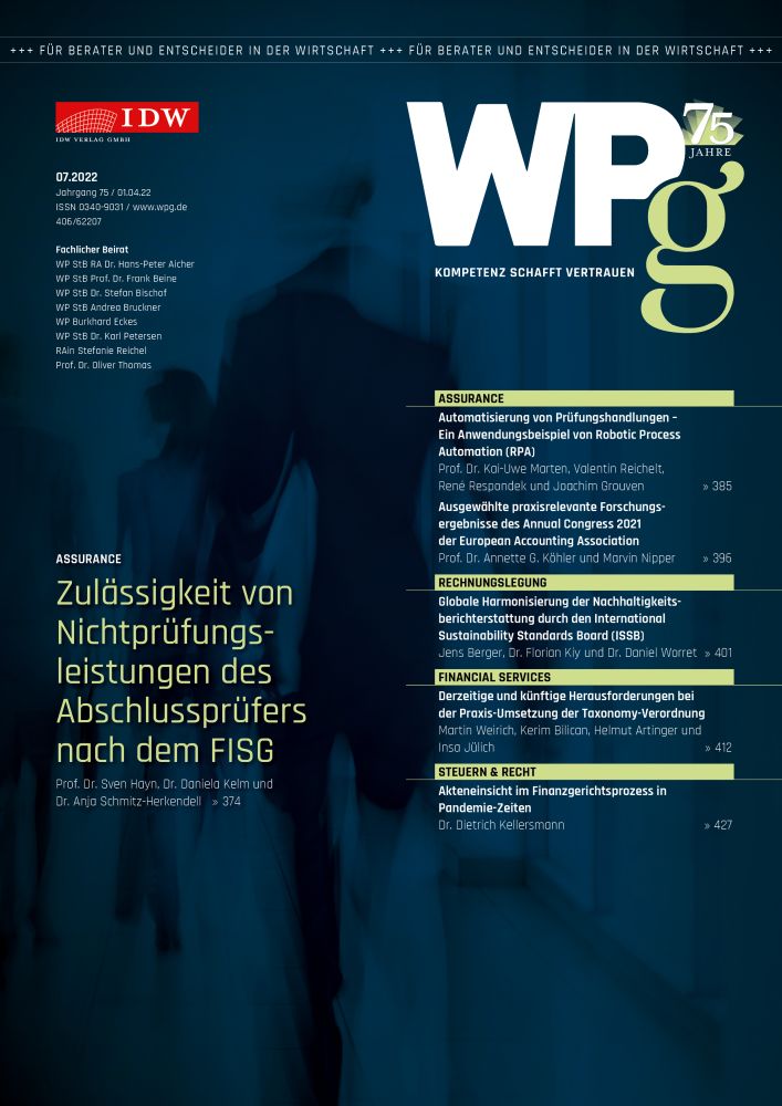 WPg - Die Wirtschaftsprüfung 7/2022