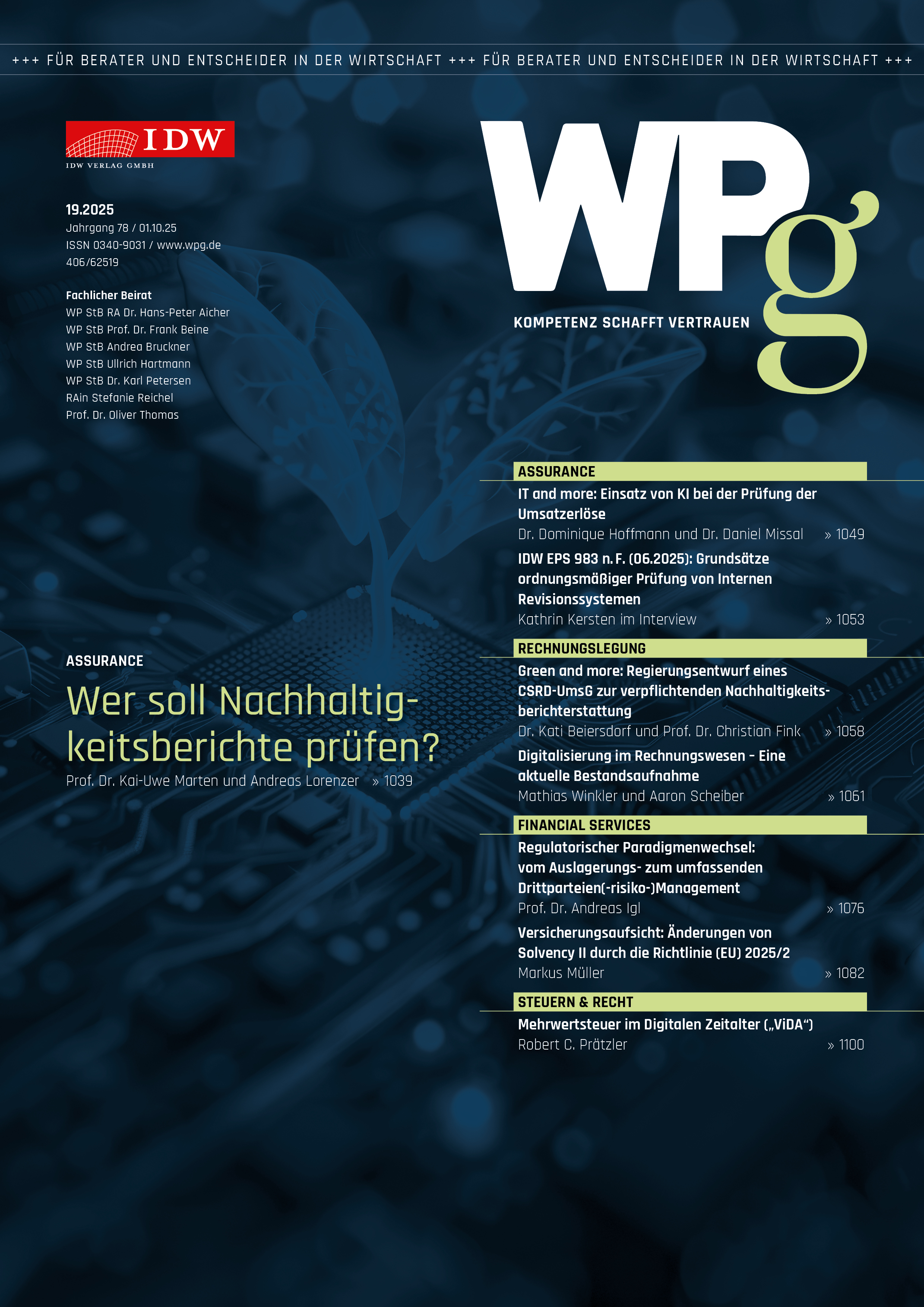 WPg - Die Wirtschaftsprüfung 19/2025      