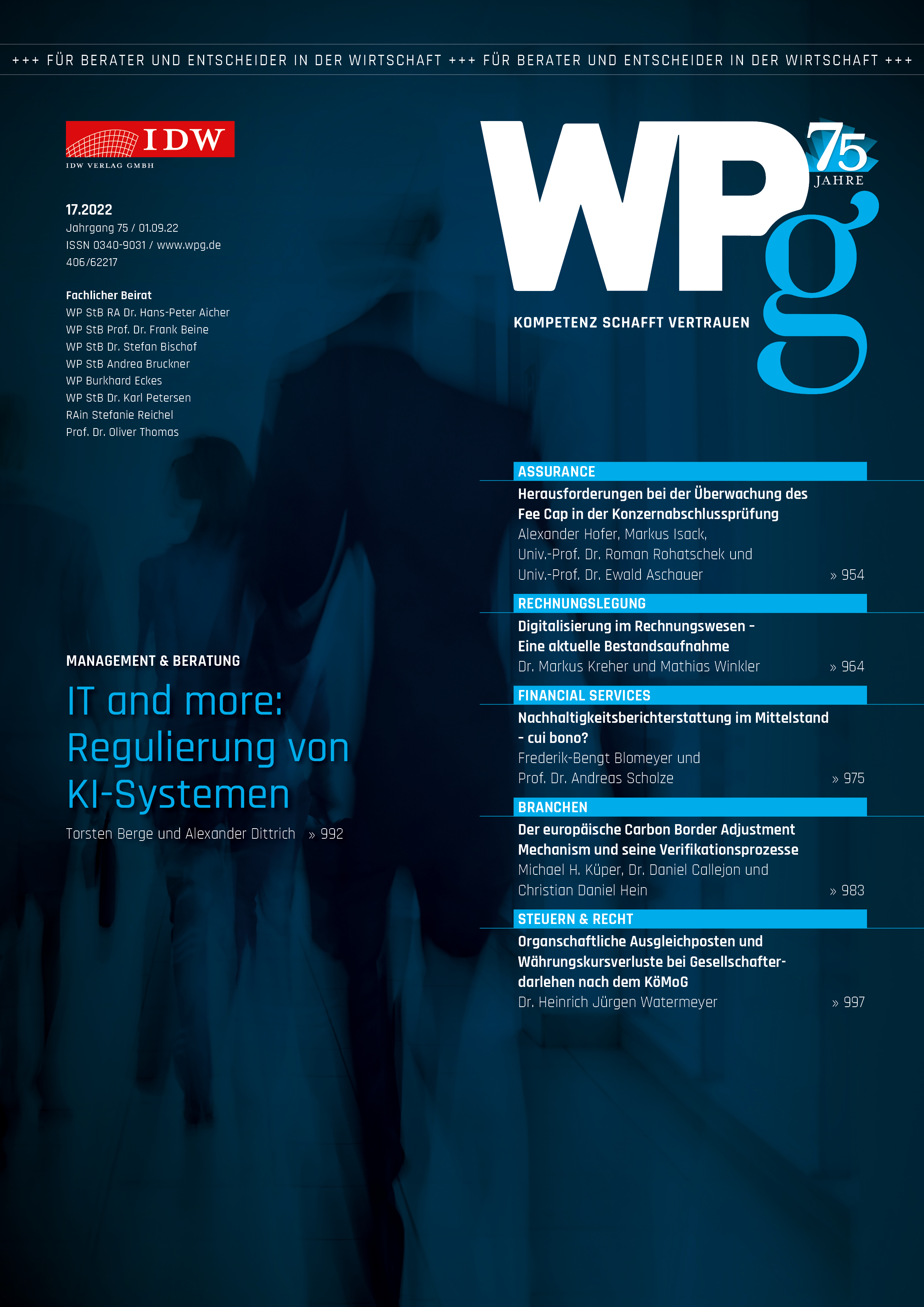WPg - Die Wirtschaftsprüfung 17/2022