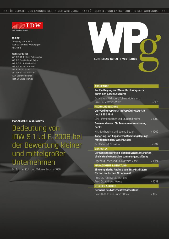 WPg - Die Wirtschaftsprüfung 16/2021