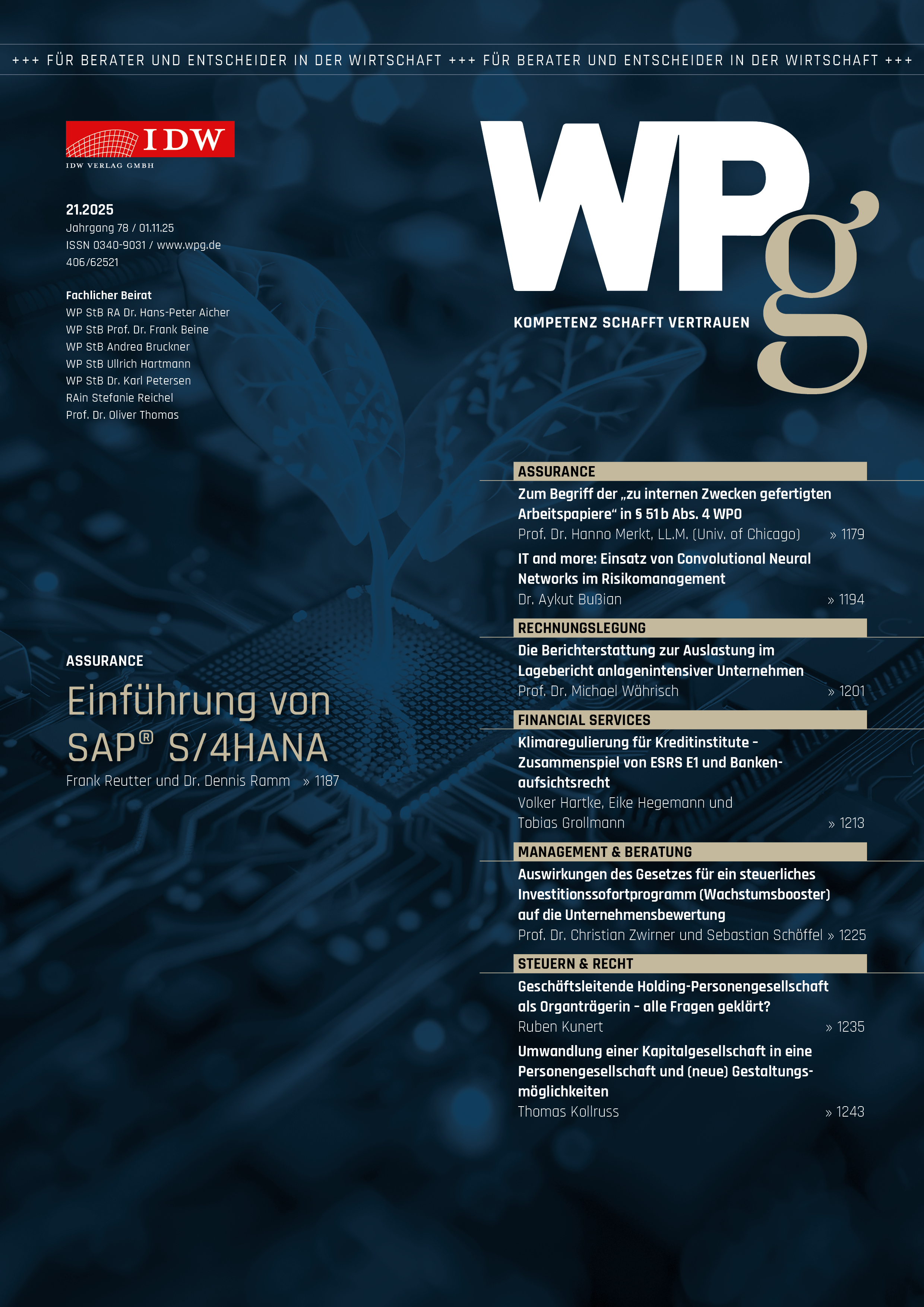 WPg - Die Wirtschaftsprüfung 21/2025      
