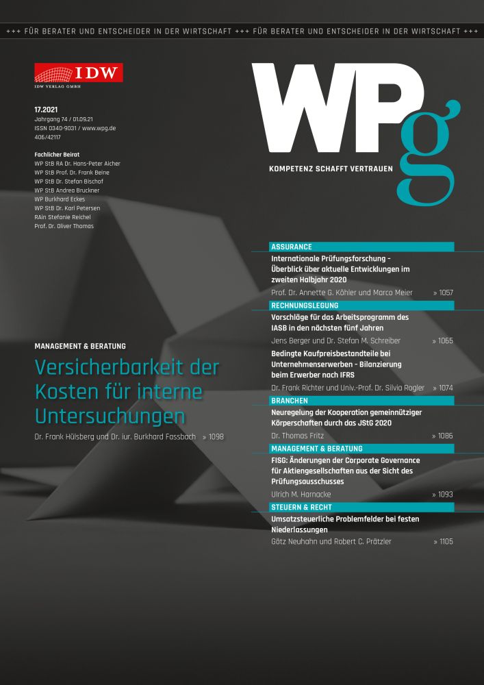 WPg - Die Wirtschaftsprüfung 17/2021