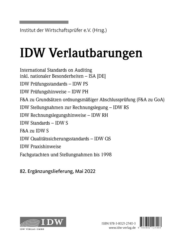 IDW Verlautbarungen - 82. Ergänzungslieferung